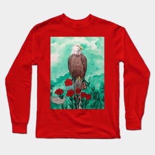 United States National bird and flower, the bald eagle and rose Long Sleeve T-Shirt